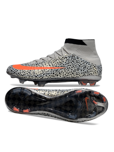 Men's Nike Air Zoom Mercurial Superfly 4 Elite FG Firm Ground High-Tops Football Boots - Grey/Red/Black