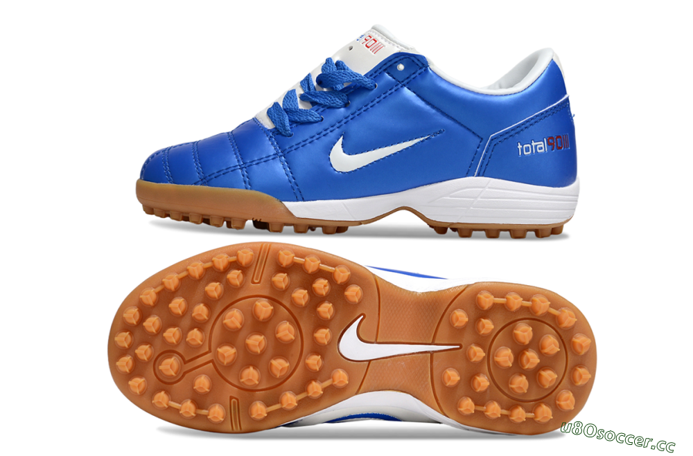 Kids Nike Total 90 III TF Artificial Turf Low-Tops Football Shoes - Blue/White/Brown 1