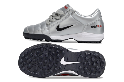 Kids Nike Total 90 III TF Artificial Turf Low-Tops Football Shoes - Silver/Black/White