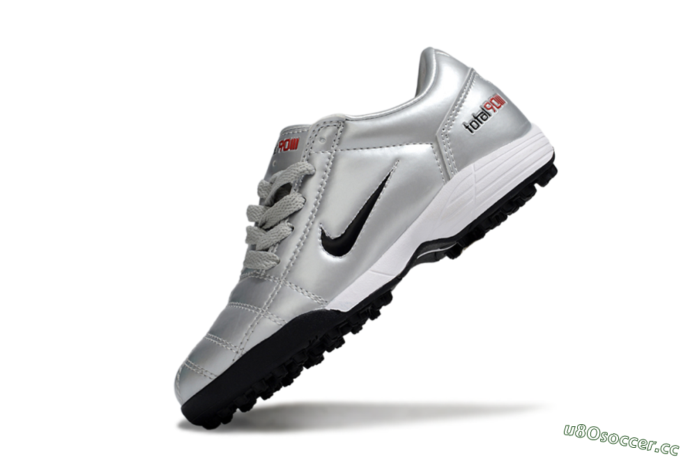 Kids Nike Total 90 III TF Artificial Turf Low-Tops Football Shoes - Silver/Black/White 4