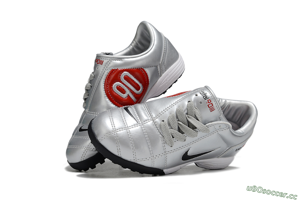 Kids Nike Total 90 III TF Artificial Turf Low-Tops Football Shoes - Silver/Black/White 0