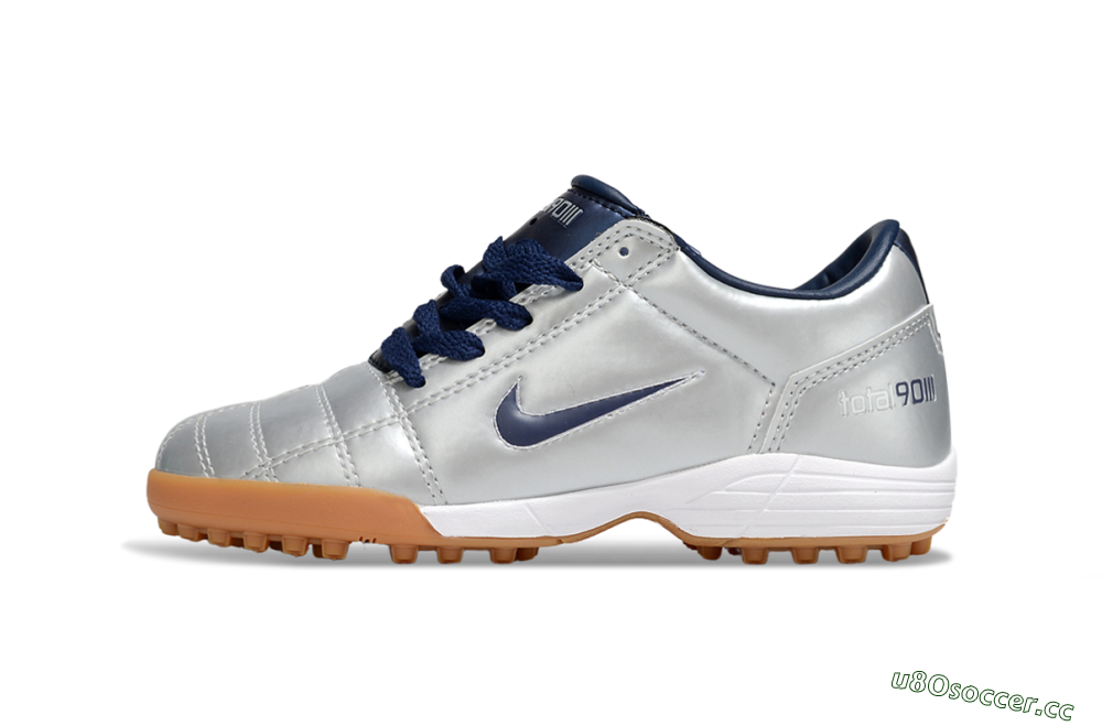 Kids Nike Total 90 III TF Artificial Turf Low-Tops Football Shoes - Silver/Blue/White 2