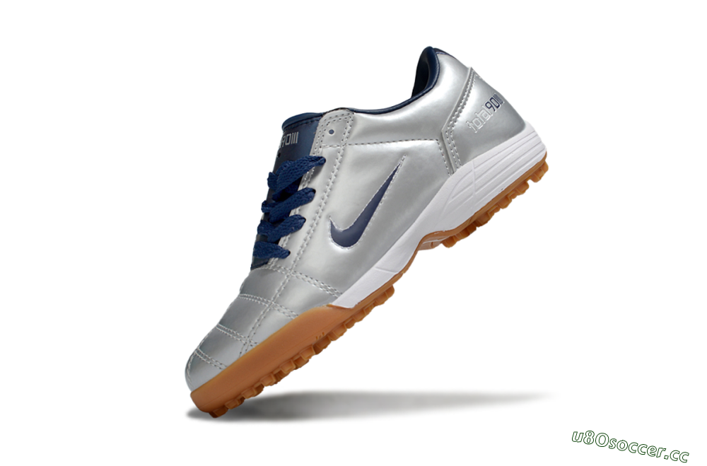 Kids Nike Total 90 III TF Artificial Turf Low-Tops Football Shoes - Silver/Blue/White 4