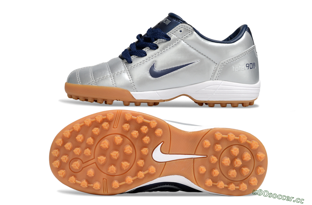 Kids Nike Total 90 III TF Artificial Turf Low-Tops Football Shoes - Silver/Blue/White 1
