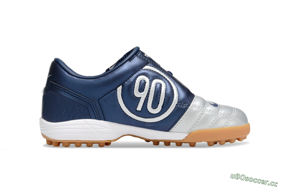 Kids Nike Total 90 III TF Artificial Turf Low-Tops Football Shoes - Silver/Blue/White 5