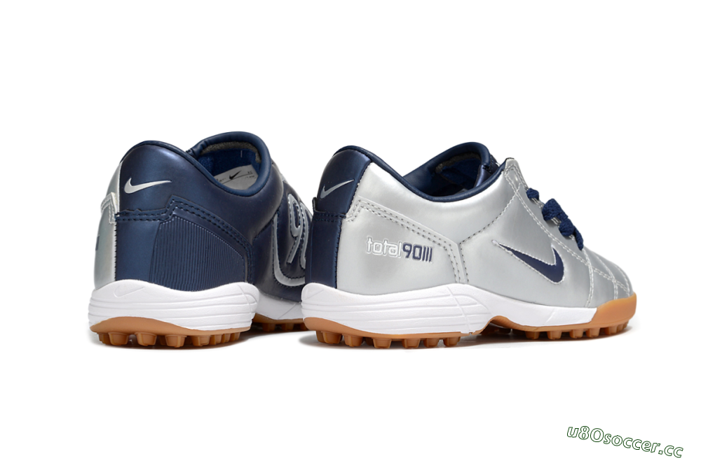 Kids Nike Total 90 III TF Artificial Turf Low-Tops Football Shoes - Silver/Blue/White 6