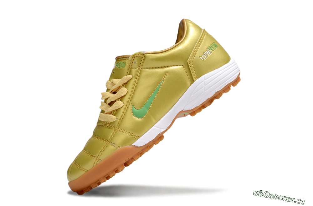 Kids Nike Total 90 III TF Artificial Turf Low-Tops Football Shoes - Gold/Green/White 4