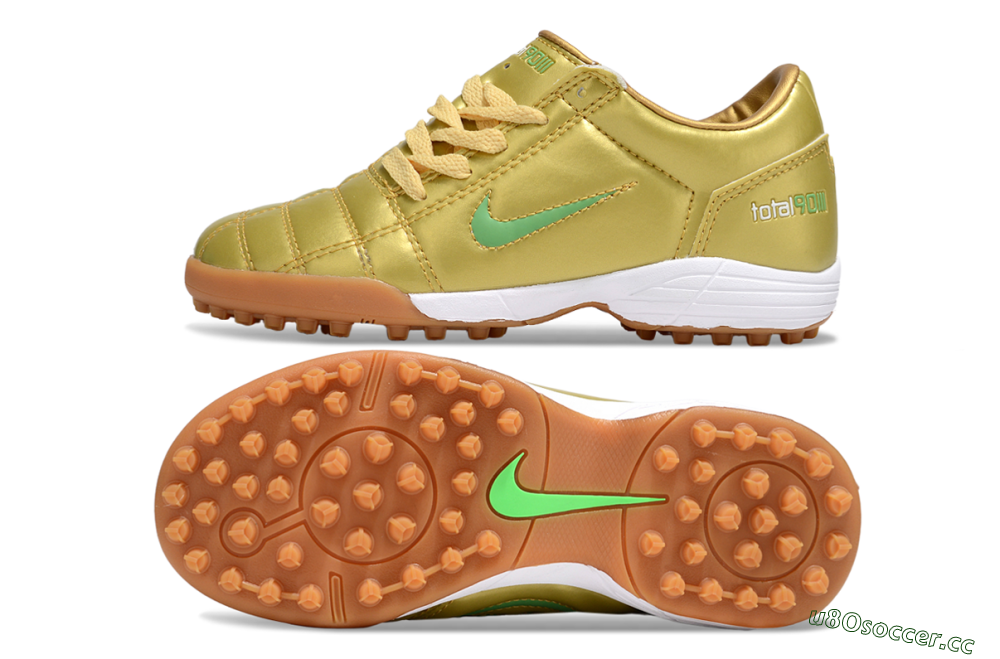 Kids Nike Total 90 III TF Artificial Turf Low-Tops Football Shoes - Gold/Green/White 1