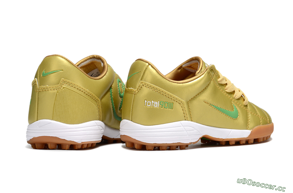 Kids Nike Total 90 III TF Artificial Turf Low-Tops Football Shoes - Gold/Green/White 6