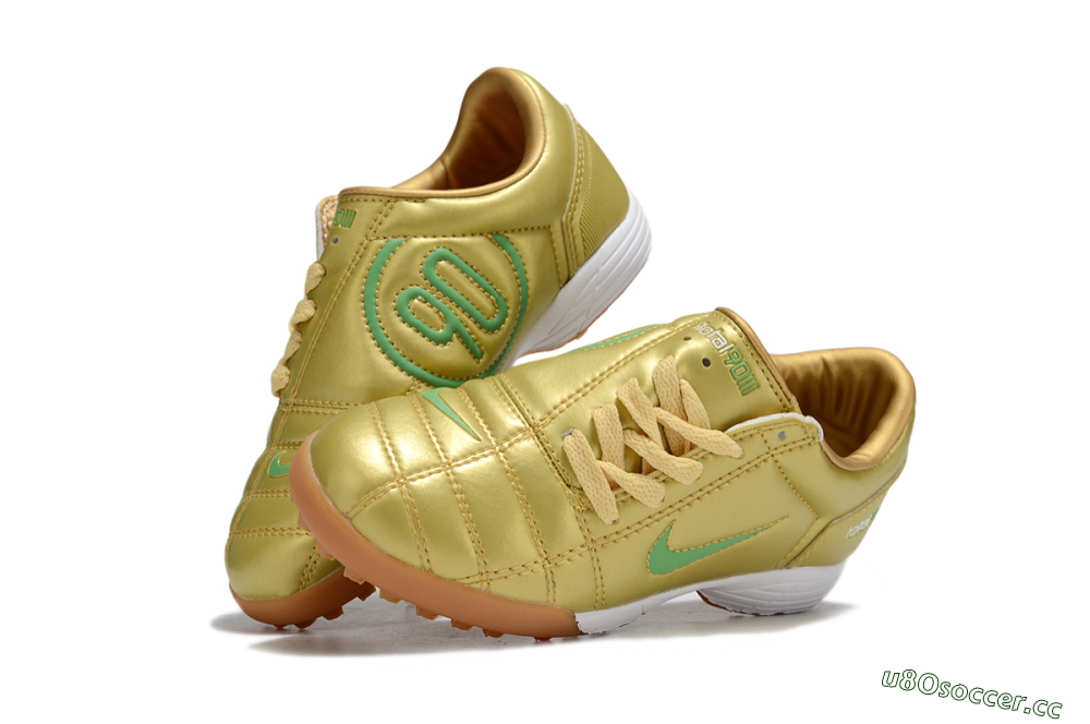 Kids Nike Total 90 III TF Artificial Turf Low-Tops Football Shoes - Gold/Green/White 0