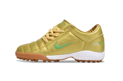 Kids Nike Total 90 III TF Artificial Turf Low-Tops Football Shoes - Gold/Green/White
