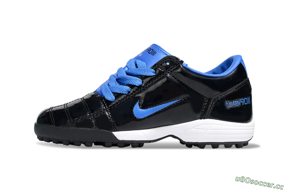 Kids Nike Total 90 III TF Artificial Turf Low-Tops Football Shoes - Black/Blue/White 2