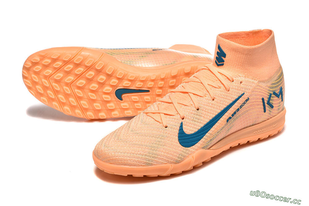 Men's Nike Air Zoom Mercurial Superfly 10 Elite TF Artificial Turf High-Tops Football Shoes - Pink/Blue/Yellow 3