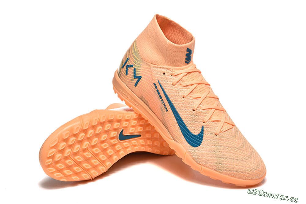 Men's Nike Air Zoom Mercurial Superfly 10 Elite TF Artificial Turf High-Tops Football Shoes - Pink/Blue/Yellow 4