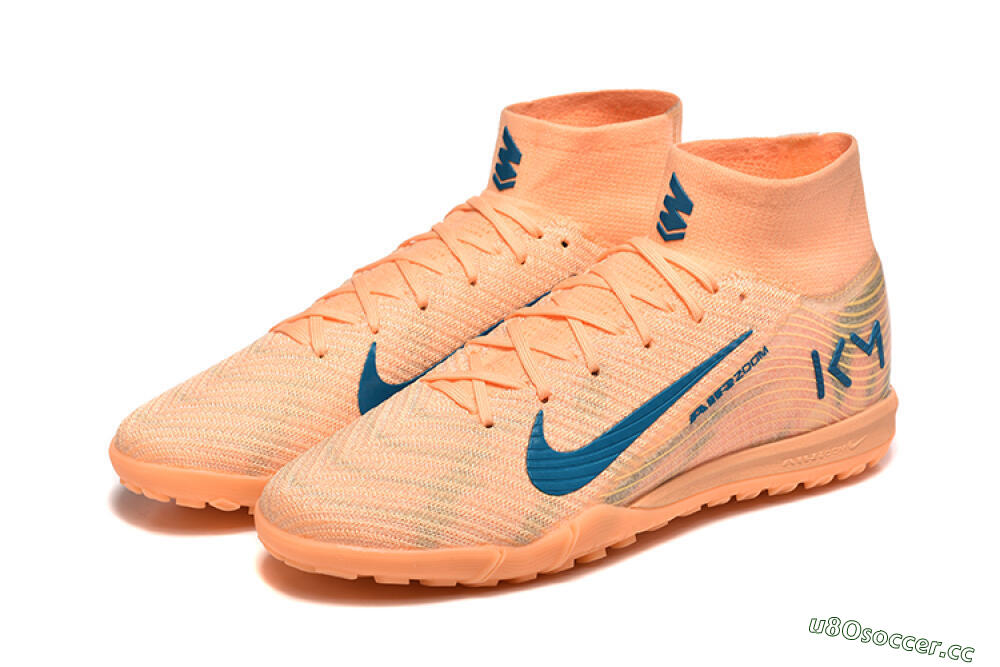 Men's Nike Air Zoom Mercurial Superfly 10 Elite TF Artificial Turf High-Tops Football Shoes - Pink/Blue/Yellow 5