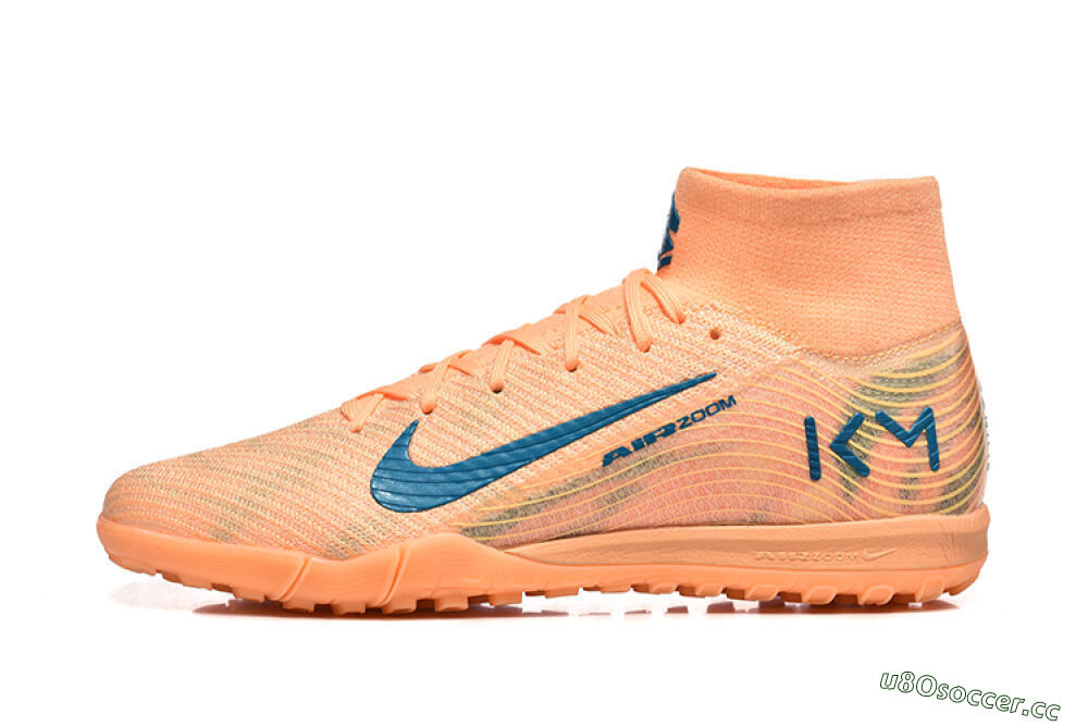 Men's Nike Air Zoom Mercurial Superfly 10 Elite TF Artificial Turf High-Tops Football Shoes - Pink/Blue/Yellow 0