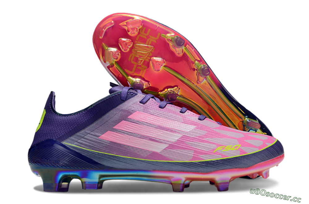 Men's Adidas F50 Elite FG Firm Ground Low-Tops Football Boots - Pink/Purple/Yellow 2