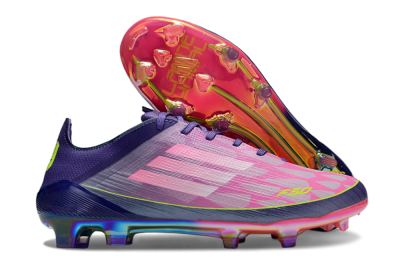 Men's Adidas F50 Elite FG Firm Ground Low-Tops Football Boots - Pink/Purple/Yellow