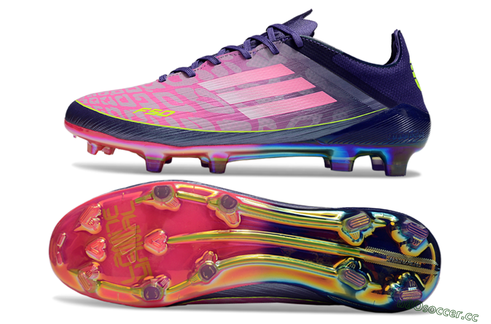 Men's Adidas F50 Elite FG Firm Ground Low-Tops Football Boots - Pink/Purple/Yellow 1
