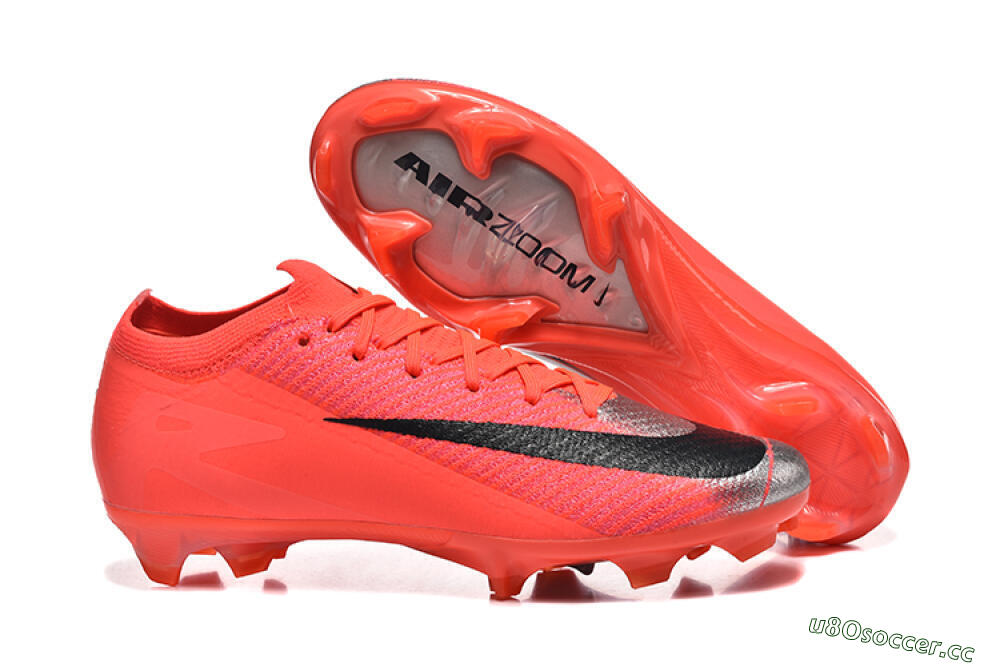 Men's Nike Air Zoom Mercurial Vapor 16 Elite FG Firm Ground Low-Tops Football Boots - Red/Silver/Black 2