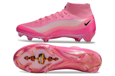 Unisex Nike Air Zoom Mercurial Superfly 10 Elite FG Firm Ground High-Tops Football Boots - Pink/Black/White
