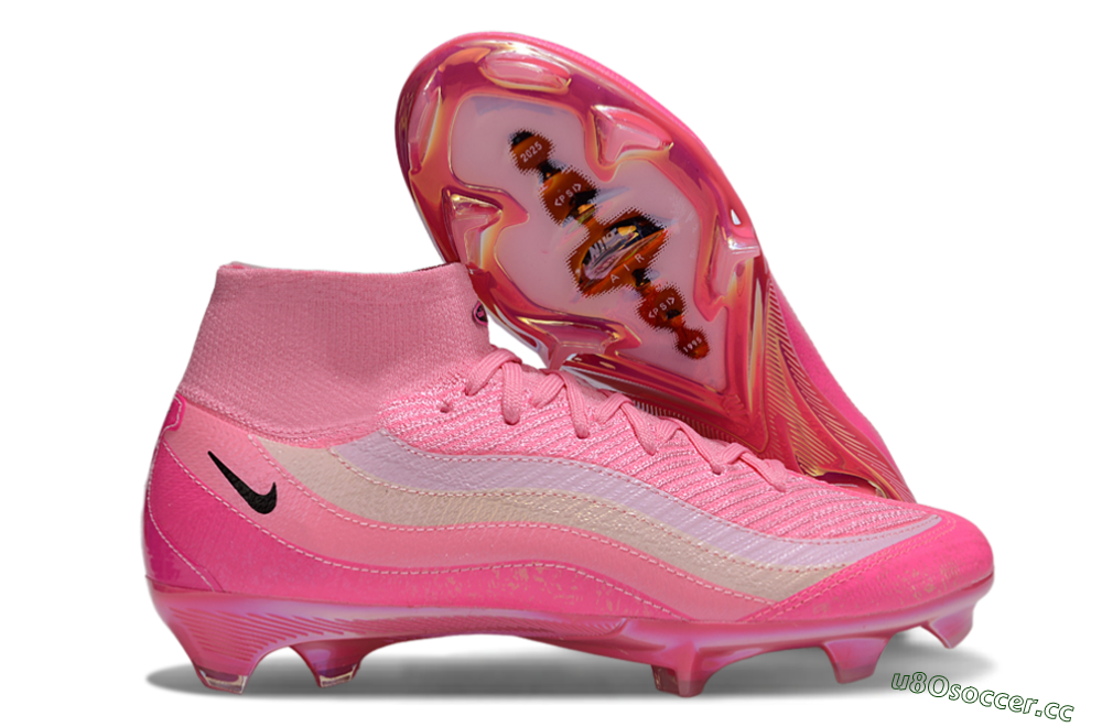 Unisex Nike Air Zoom Mercurial Superfly 10 Elite FG Firm Ground High-Tops Football Boots - Pink/Black/White 2