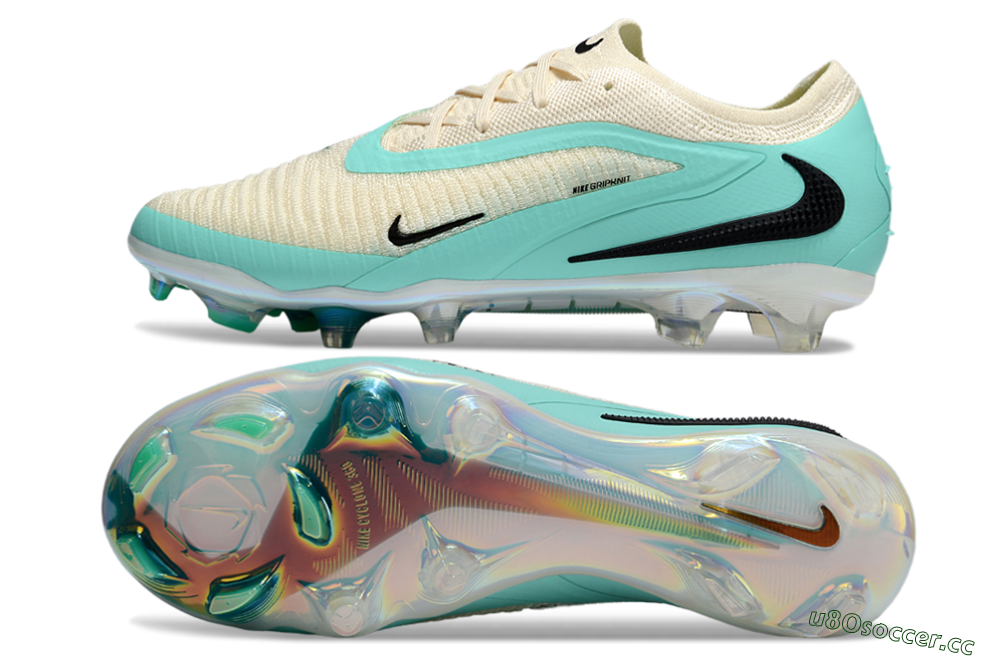 Unisex Nike Phantom 6 Elite Low FG Firm Ground Low-Tops Football Boots - Beige/Jade/Black 1
