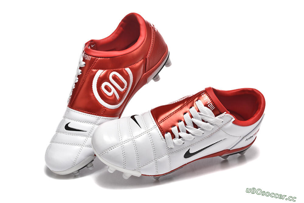 Men's Nike Total 90 III FG Firm Ground Low-Tops Football Boots - White/Black/Red 6