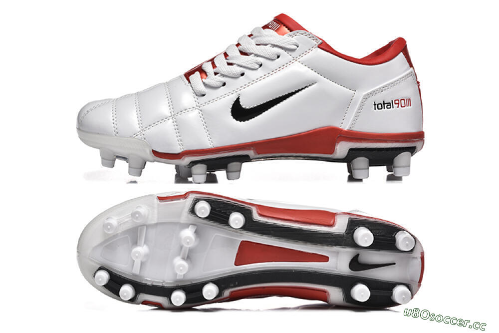 Men's Nike Total 90 III FG Firm Ground Low-Tops Football Boots - White/Black/Red 1