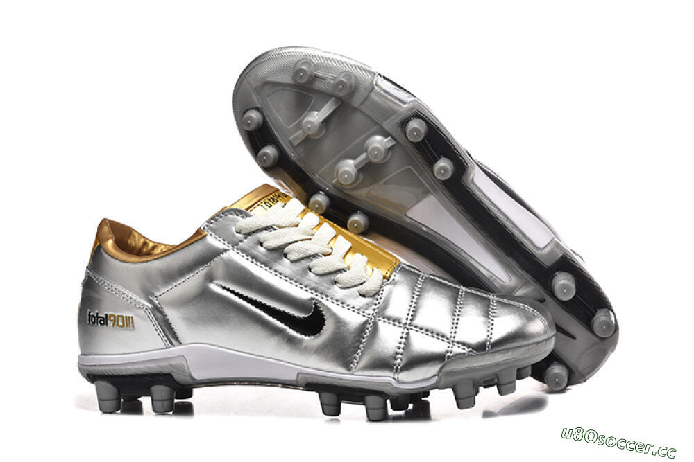 Men's Nike Total 90 III FG Firm Ground Low-Tops Football Boots - Silver/Black/Gold 2