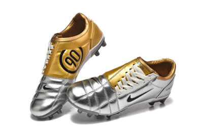 Men's Nike Total 90 III FG Firm Ground Low-Tops Football Boots - Silver/Black/Gold