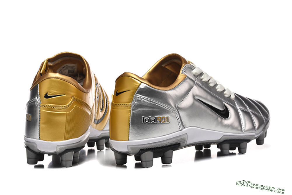 Men's Nike Total 90 III FG Firm Ground Low-Tops Football Boots - Silver/Black/Gold 9