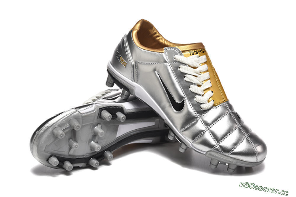 Men's Nike Total 90 III FG Firm Ground Low-Tops Football Boots - Silver/Black/Gold 4