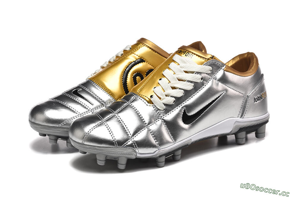 Men's Nike Total 90 III FG Firm Ground Low-Tops Football Boots - Silver/Black/Gold 5