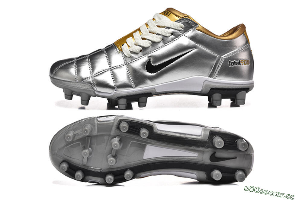 Men's Nike Total 90 III FG Firm Ground Low-Tops Football Boots - Silver/Black/Gold 1