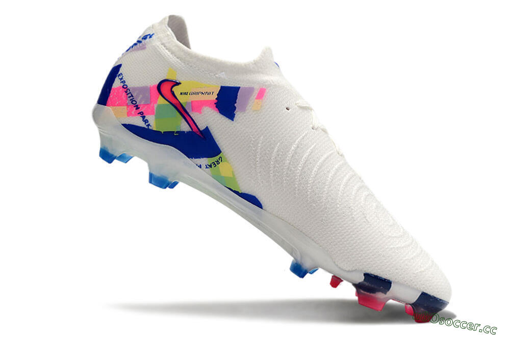 Men's Nike Phantom GX 2 Elite FG Firm Ground Low-Tops Football Boots - White/Pink/Blue 4
