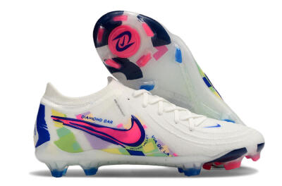 Men's Nike Phantom GX 2 Elite FG Firm Ground Low-Tops Football Boots - White/Pink/Blue