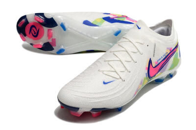 Men's Nike Phantom GX 2 Elite FG Firm Ground Low-Tops Football Boots - White/Pink/Blue