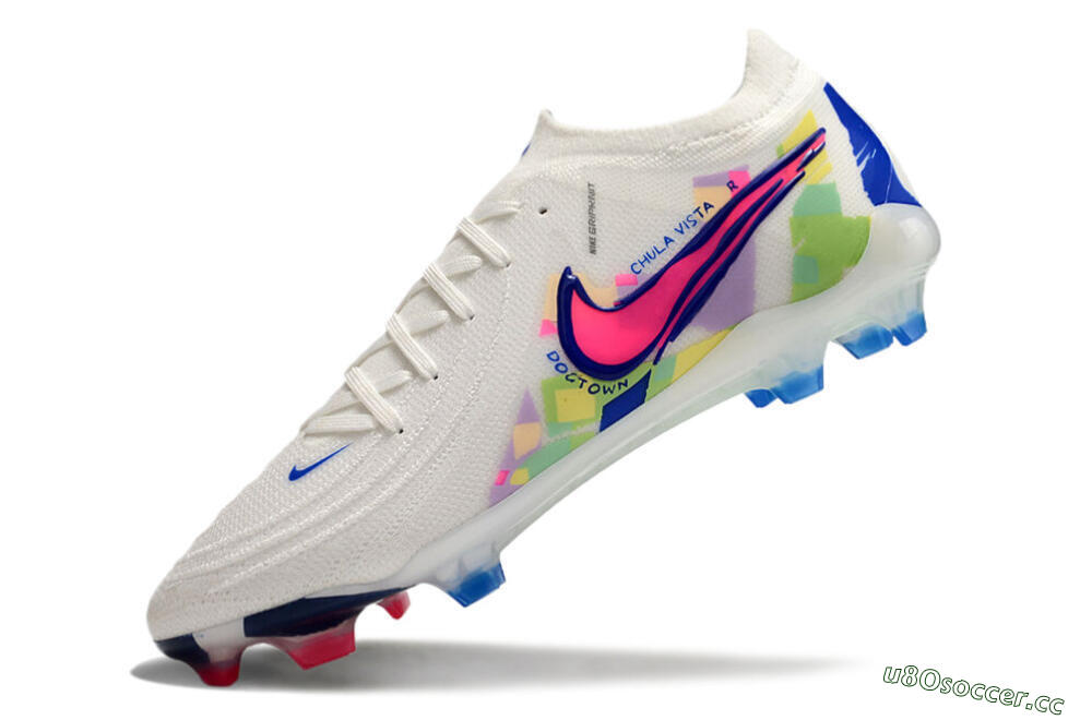 Men's Nike Phantom GX 2 Elite FG Firm Ground Low-Tops Football Boots - White/Pink/Blue 5
