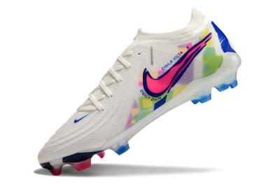 Men's Nike Phantom GX 2 Elite FG Firm Ground Low-Tops Football Boots - White/Pink/Blue