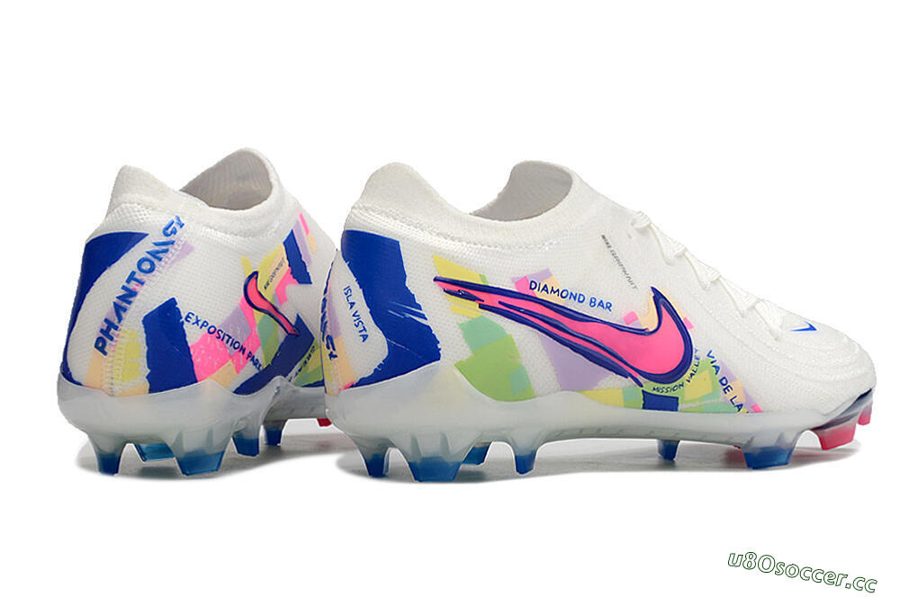 Men's Nike Phantom GX 2 Elite FG Firm Ground Low-Tops Football Boots - White/Pink/Blue 6