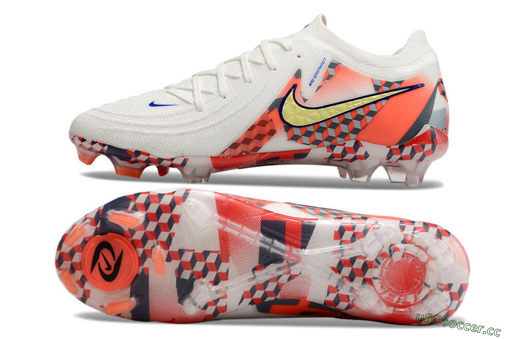 Men's Nike Phantom GX 2 Elite FG Firm Ground Low-Tops Football Boots - White/Red/Yellow 1