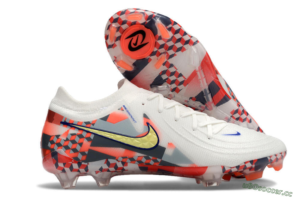 Men's Nike Phantom GX 2 Elite FG Firm Ground Low-Tops Football Boots - White/Red/Yellow 2