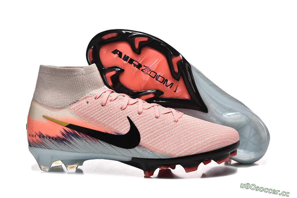 Men's Nike Air Zoom Mercurial Superfly 10 Elite FG Firm Ground High-Tops Football Boots - Pink/Black/Gold 2
