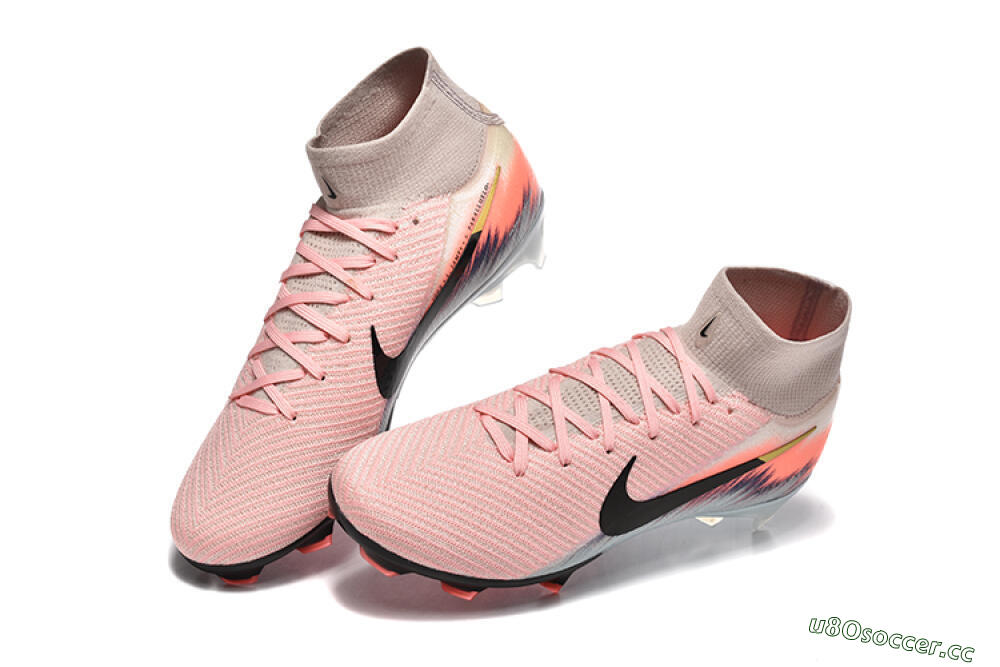 Men's Nike Air Zoom Mercurial Superfly 10 Elite FG Firm Ground High-Tops Football Boots - Pink/Black/Gold 6