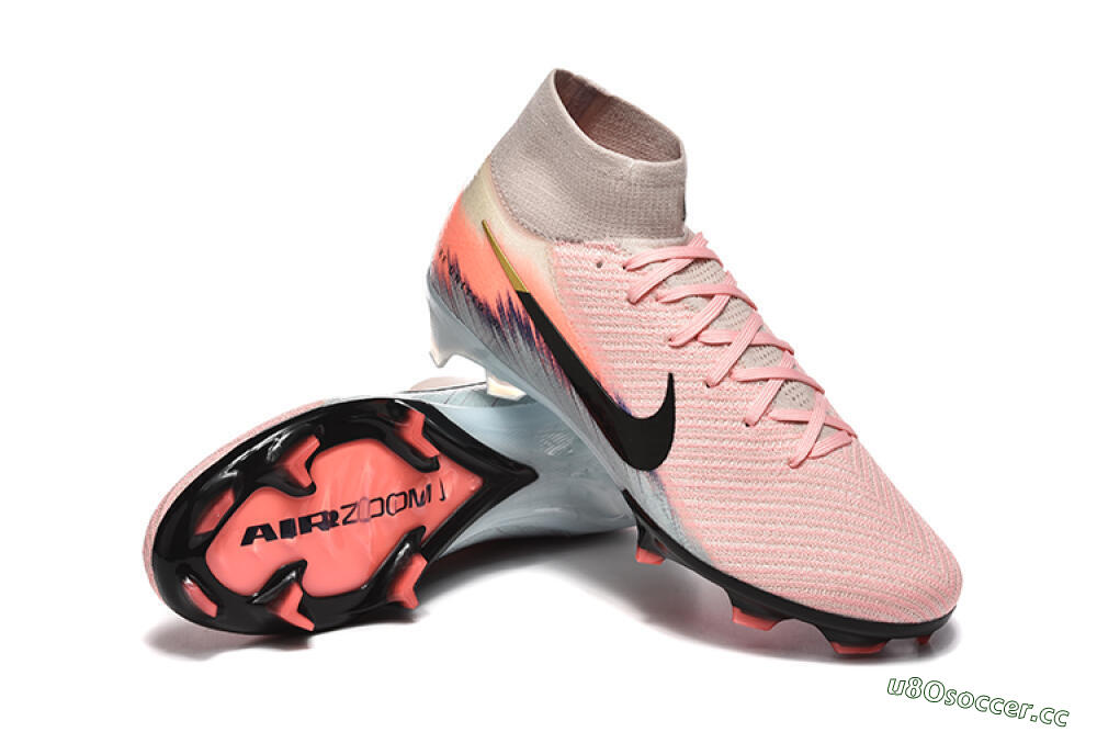 Men's Nike Air Zoom Mercurial Superfly 10 Elite FG Firm Ground High-Tops Football Boots - Pink/Black/Gold 4