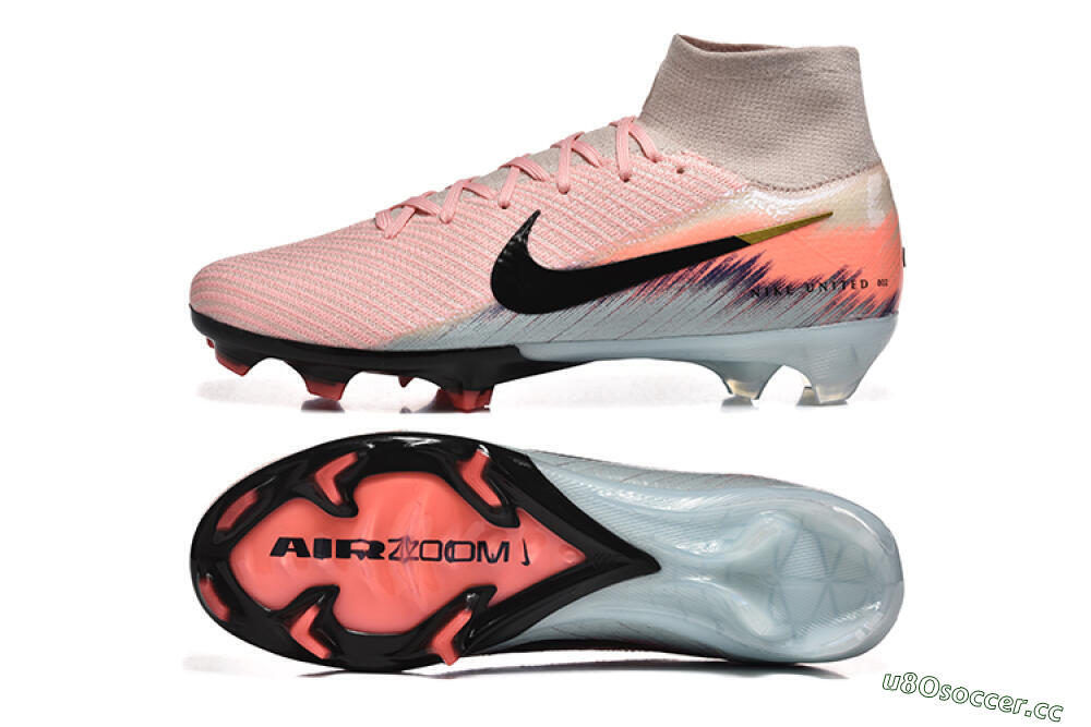 Men's Nike Air Zoom Mercurial Superfly 10 Elite FG Firm Ground High-Tops Football Boots - Pink/Black/Gold 1
