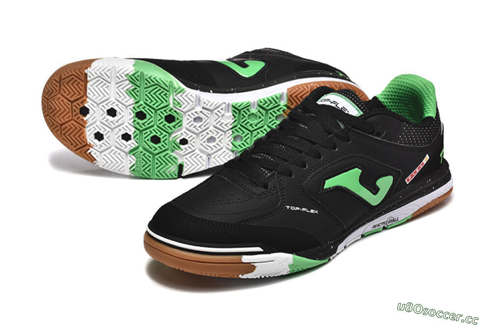 Men's Joma Top Flex IC Indoor & Futsal Low-Tops Football Shoes - Black/Green/Red 3