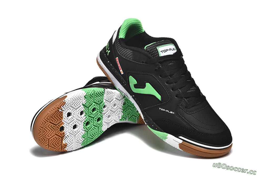 Men's Joma Top Flex IC Indoor & Futsal Low-Tops Football Shoes - Black/Green/Red 4