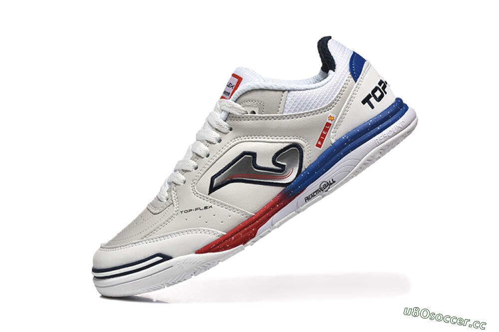 Men's Joma Top Flex IC Indoor & Futsal Low-Tops Football Shoes - Grey/Silver/Red 8